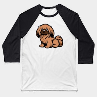Cartoon Pekingese Dog Baseball T-Shirt